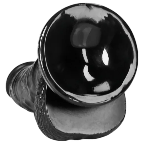 RealRock - suction cup dildo with balls - 15.5 cm (black)