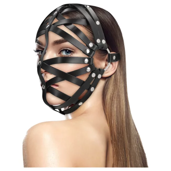 Ouch! - Faux Leather Cage Mask (Black)