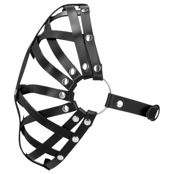 Ouch! - Faux Leather Cage Mask (Black)