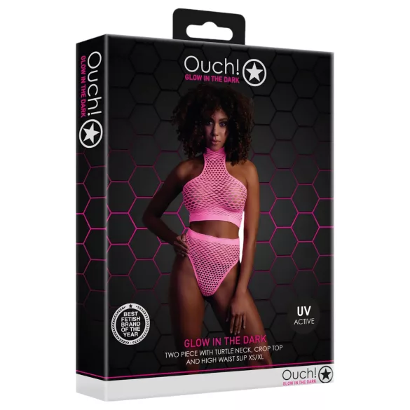 Ouch! - Glow-in-the-Dark Lingerie Set (Pink)