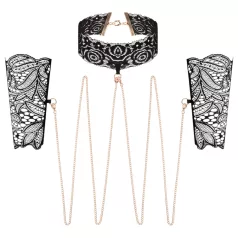 Rosy Gold - Black Collar and Wrist Cuffs
